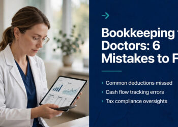 Guide to bookkeeping for doctors Ontario: physician reviewing medical clinic finances